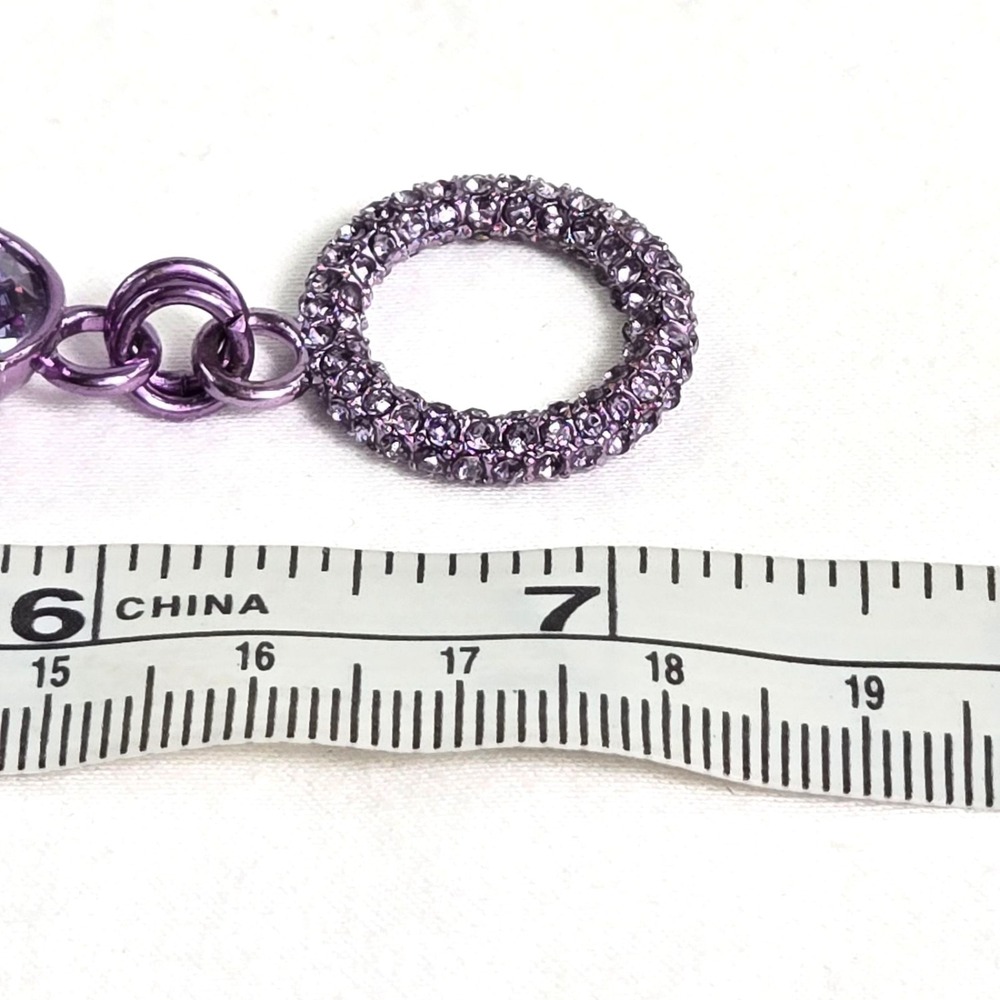 Juicy Couture Purple Gumdrop Round Crystal Pave Rhinestone‎ Toggle Bracelet 7" - Picture 15 of 16